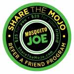 Green, yellow and black Share the MoJo logo highlighting the referral program